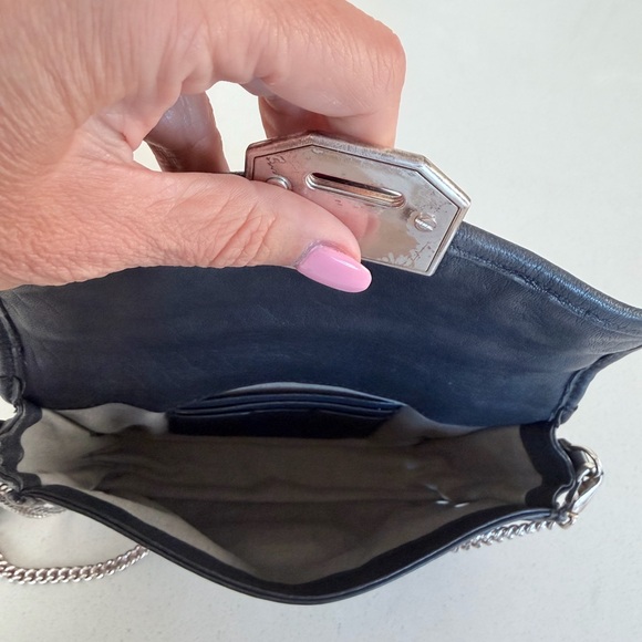 Rag and Bone Grommet Stylish Black Shoulder Bag w/ chain - Picture 8 of 13